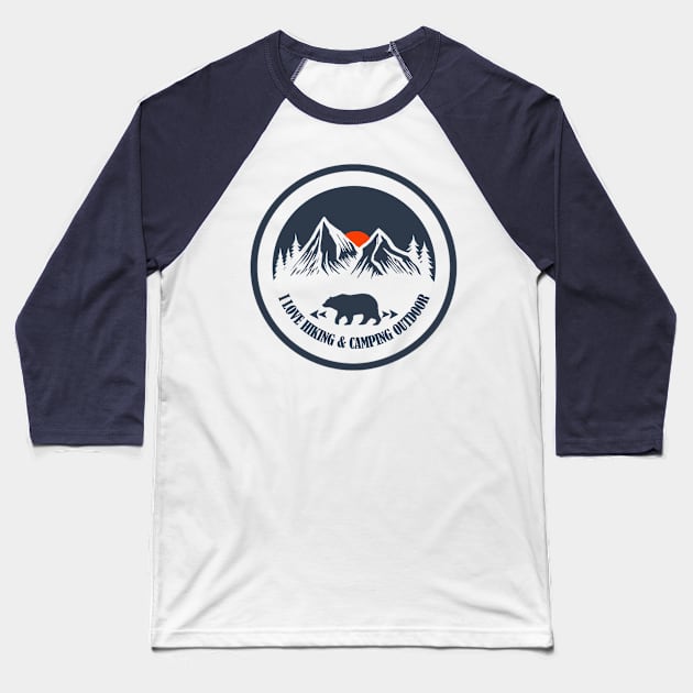 I love hiking and camping outdoor Baseball T-Shirt by The Bombay Brands Pvt Ltd